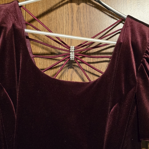 Elegant Burgundy Velvet Dress - Picture 1 of 4